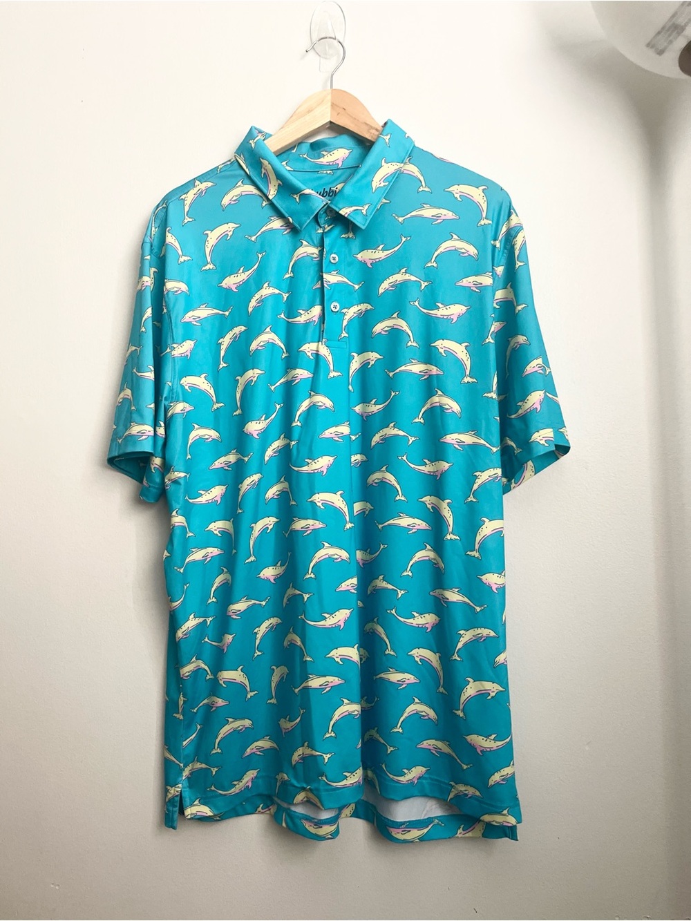 Chubbies The Flying Dolphins Performance Golf Polo Shirt Teal Blue Men XXL - Picture 2 of 9